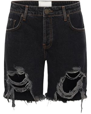 One Teaspoon Short Steviesd À Effet Usé - Noir