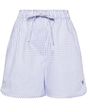 forte_forte Gingham-Check Cotton Shorts - Blue