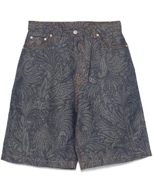 Etro Jacquard Denim Bermuda Shorts - Gray
