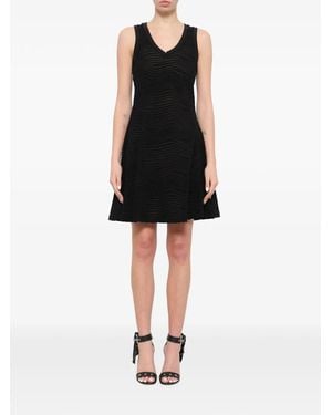 Neil Barrett Chevron-Patterned V-Neck Mini Dress - Black