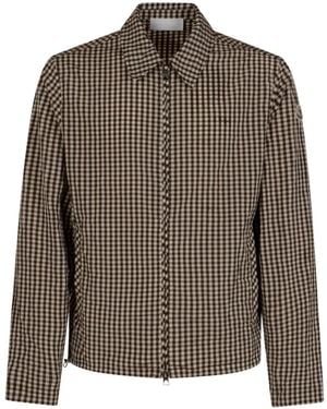 Moncler Vichy Zip-Up Cotton Shirt Jacket - Brown