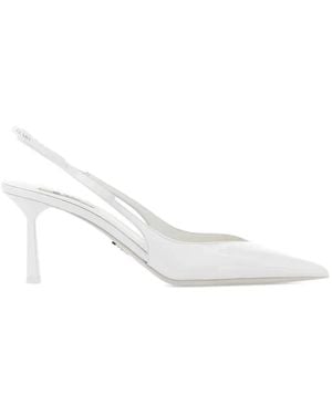 Prada Patent-Leather Slingback Court Shoes - White