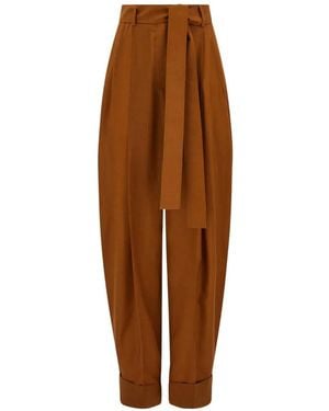 Ferragamo Barrel-Leg Trousers - Brown