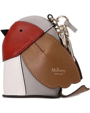 Mulberry Bird-Shaped Keyring - White