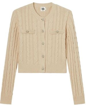 B+ AB Cable-Knit Button-Up Cardigan - Natural