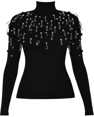 ANOUKI Top con cuello alto y aplique de cristal - Negro