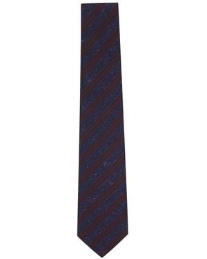 Kiton Diagonal-Stripe Flecked Tie - Blue