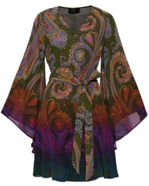 Etro Paisley-Pattern Belted Mini Dress - Green