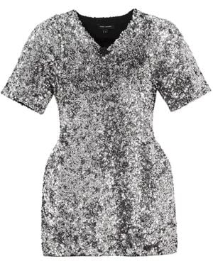 Marc Jacobs Sequin-Embellished V-Neck Mini Dress - Gray