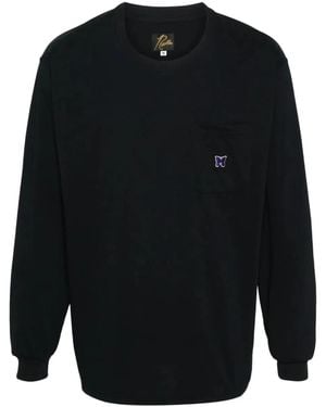 Needles Logo-Embroidered T-Shirt - Blue