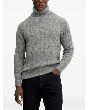 Guess Roll-Neck Cable-Knit Jumper - Grey