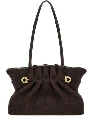 Ferragamo スエード ショルダーバッグ - ブラック