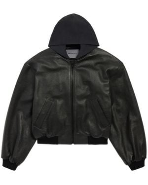 Balenciaga Veste Bomber Salon De Couture En Cuir - Black