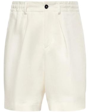 BE ABLE Pleated Elasticated-Waist Shorts - White