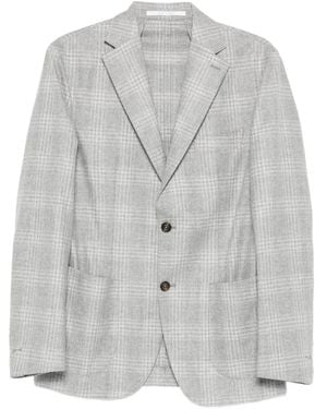 Eleventy Checked Single-Breasted Blazer - Grey