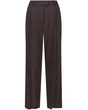 Low Classic Pleated Trousers - Brown