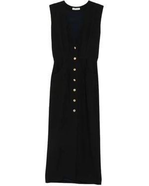 Blazé Milano Robe Longue Luna Friesian Boutonnée Sur Le Devant - Black