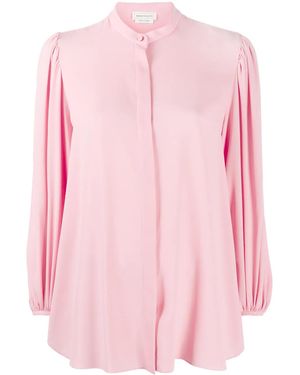 McQueen Collarless Draped-sleeve Blouse - Pink