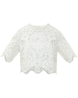 MICHAEL Michael Kors Camiseta Corta Con Encaje Bordado - Blanco