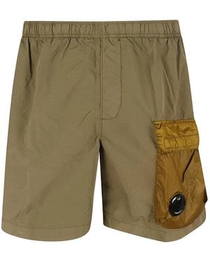 C.P. Company Flatt Nylon Mixed Lens Cargo Swim Shorts - Green
