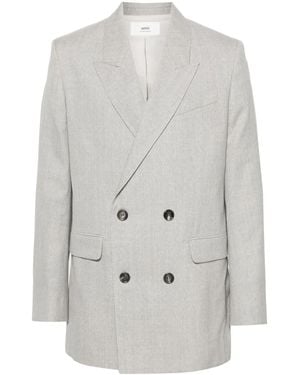 Ami Paris Double-Breasted Blazer - Gray