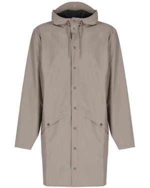Rains Hooded Snap-Button Rain Coat - Grey