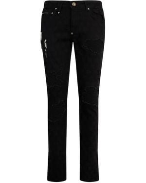 Philipp Plein Jean Rockstar À Broderies Monogram - Black