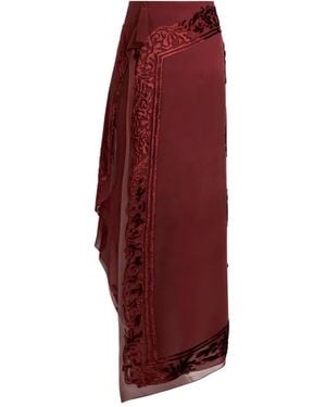 Etro Semi-Sheer Midi Skirt - Red