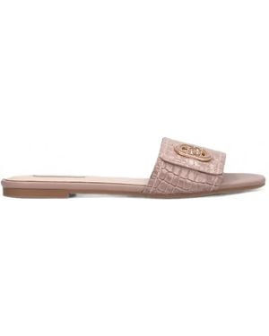 Liu Jo Flat Crocodile-Print Sandals - Pink