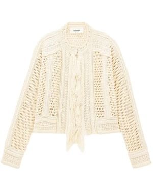 Ba&sh Bianca Lochstrick-Cardigan Mit Fransenbesatz - Natur