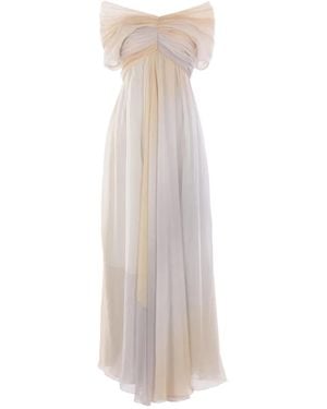 Alberta Ferretti Draped Gradient-Effect Dress - White