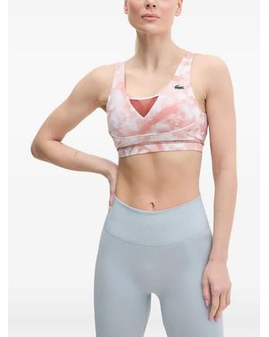 Lacoste Cloud-Print Logo-Patch Sports Bra - Blue