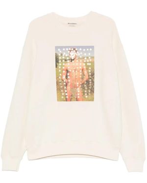 JW Anderson Graphic-Print Star-Patch Sweatshirt - White