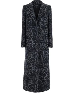 FEDERICA TOSI Leopard-Print Coat - Black