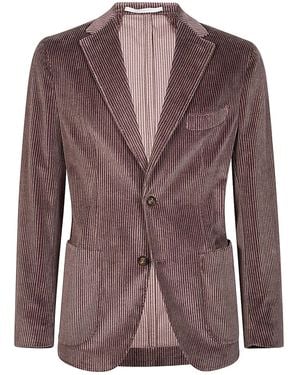 Eleventy Single-Breasted Corduroy Blazer - Brown