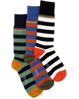 Paul Smith Striped Three Pack Of Socks - Blue