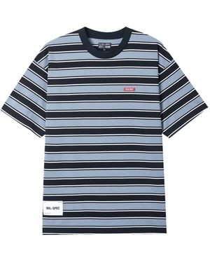 Izzue Striped Patch T-Shirt - Blue