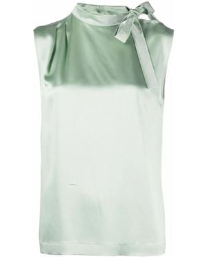 Alberta Ferretti Pussy-Bow Silk Blouse - Green