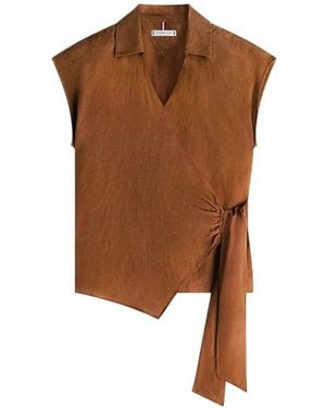 Tommy Hilfiger Wrap-Front Sleeveless Top - Brown
