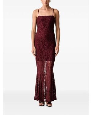Guess Lace-Overlay Spaghetti-Strap Dress - Red