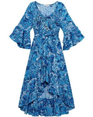 Maliparmi Butterfly-Print Dress - Blue
