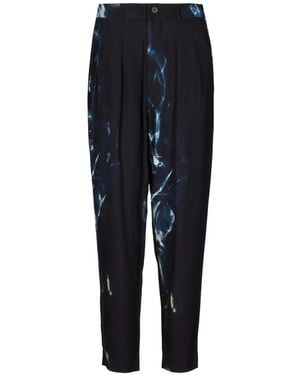 Tessitura Smoke Twill-Viscose Tapered Trousers - Blue