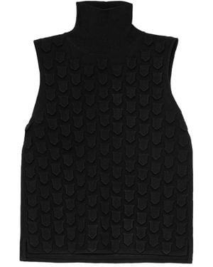 Maliparmi High-Neck Textured Top - Black