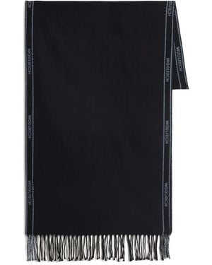 Woolrich Sciarpa Con Frange E Logo - Nero