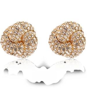 Self-Portrait Crystal-Embellished Knot Earrings - Natural