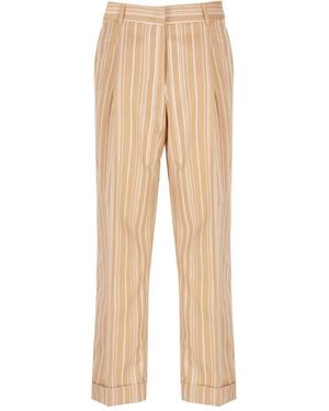 PT Torino Pantaloni Crop A Righe - Neutro