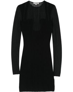 Nensi Dojaka Ribbed Plissé Mini Dress - Black