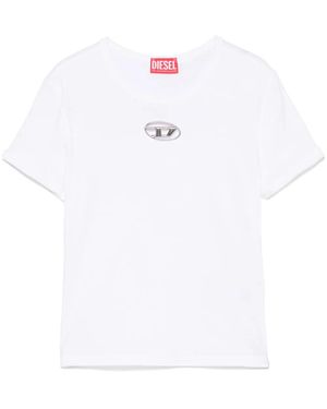 DIESEL T-Shirt With Logo Plate - White