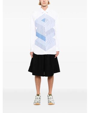 Comme des Garçons Cotton Striped Graphic Shirt - White