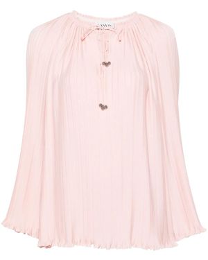 Lanvin Long-Sleeve Pleated Blouse - Pink